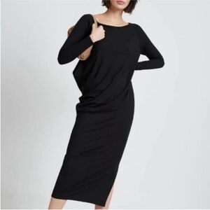 Marcella NYC Dress Kensington Midi Asymmetric in Black